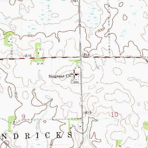 Topographic Map of Singsaas Church, SD