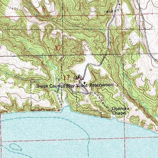 Topographic Map of Sioux Council Boy Scout Reservation, SD