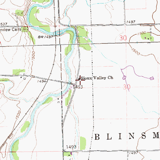 Topographic Map of Sioux Valley Church, SD