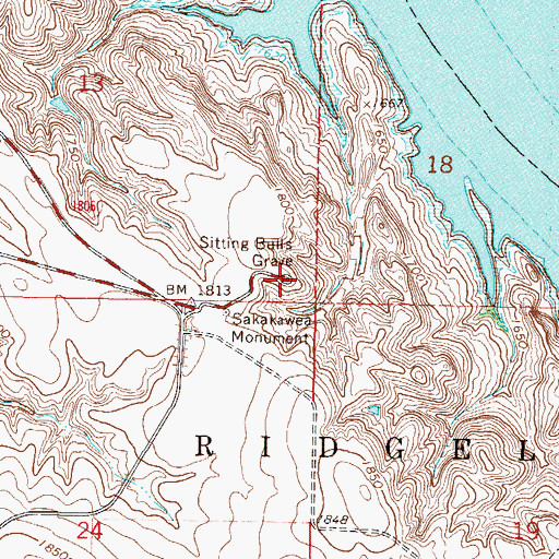 Topographic Map of Sitting Bulls Grave, SD