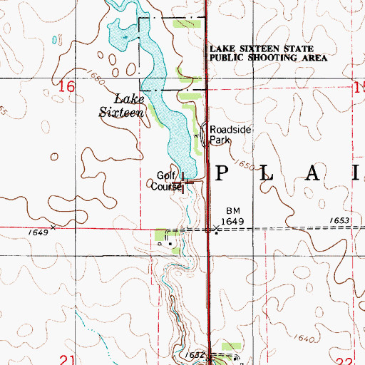 Topographic Map of Lake Sixteen, SD