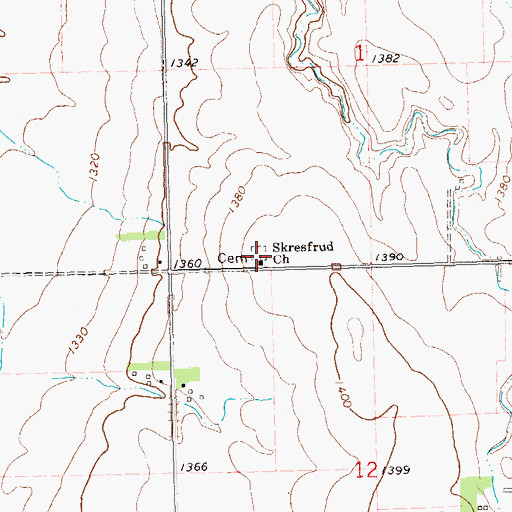 Topographic Map of Skresfrud Church, SD