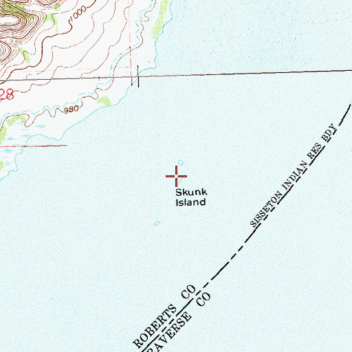 Topographic Map of Skunk Island, SD