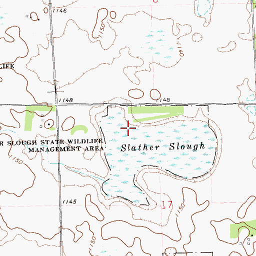 Topographic Map of Slather Slough State Wildlife Management Area, SD