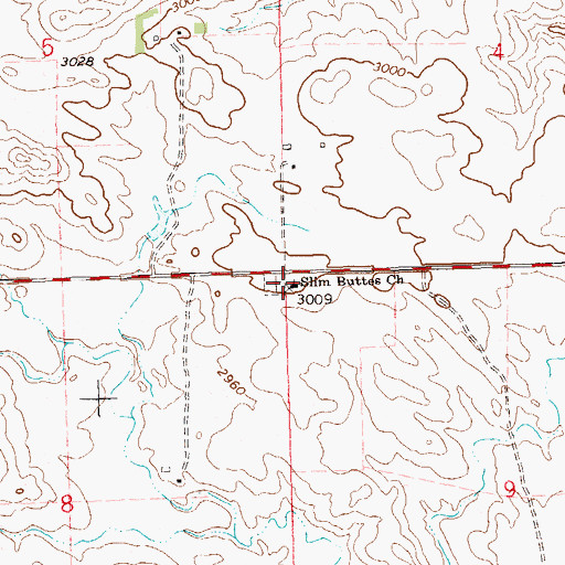 Topographic Map of Slim Buttes Church, SD