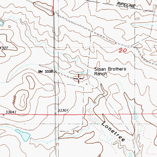 Topographic Map of Sloan Brothers Ranch, SD