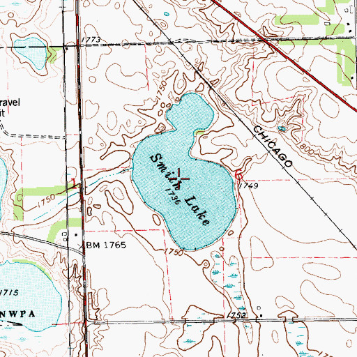 Topographic Map of Smith Lake, SD