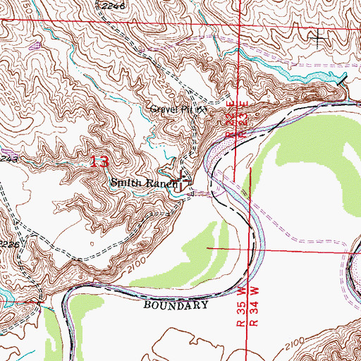 Topographic Map of Smith Ranch, SD