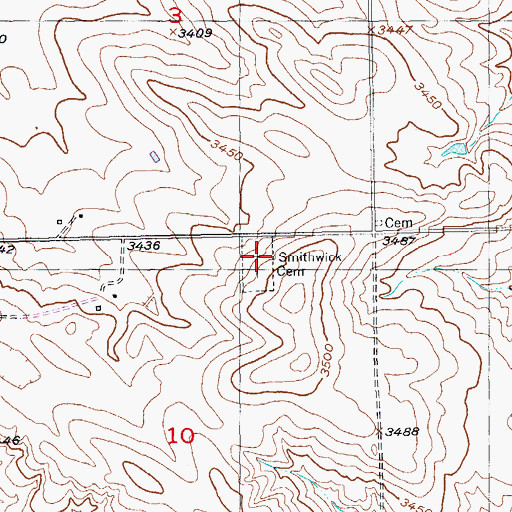 Topographic Map of Smithwick Cemetery, SD