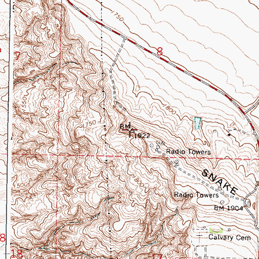 Topographic Map of Snake Butte, SD