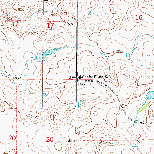 Topographic Map of Snake Butte School, SD