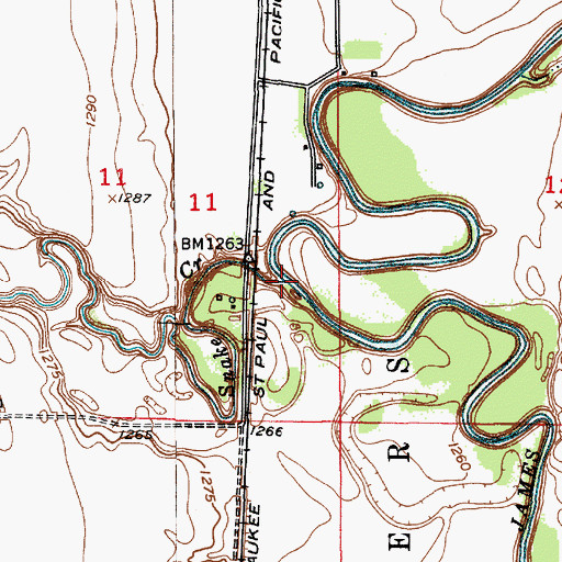 Topographic Map of Snake Creek, SD