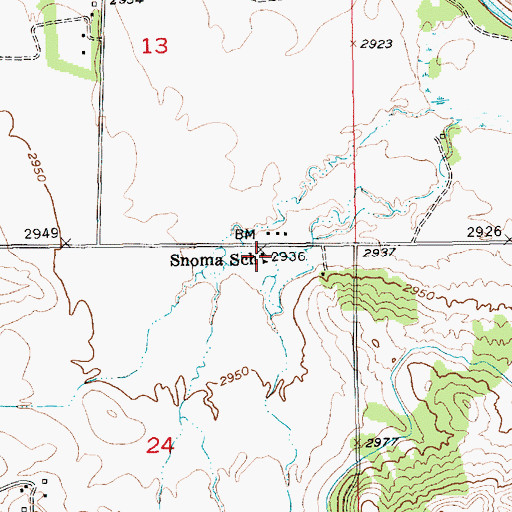 Topographic Map of Snoma School, SD