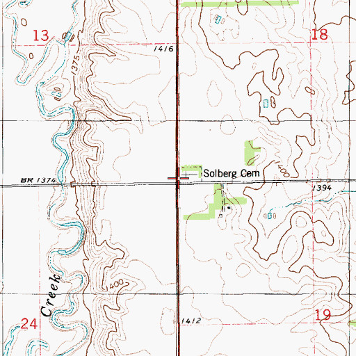 Topographic Map of Solberg Cemetery, SD