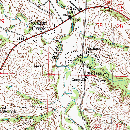 Topographic Map of Soldier Creek, SD