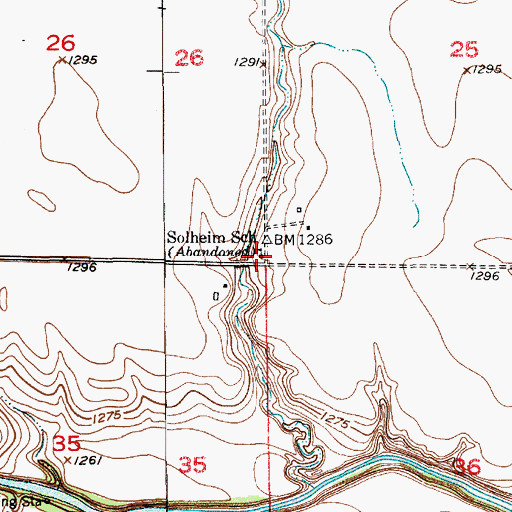 Topographic Map of Solheim School, SD