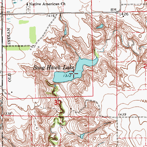 Topographic Map of Song Hawk Lake, SD