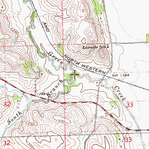 Topographic Map of South Branch Green Creek, SD