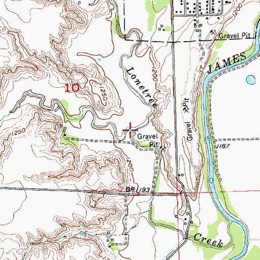Topographic Map of South Branch Lonetree Creek, SD