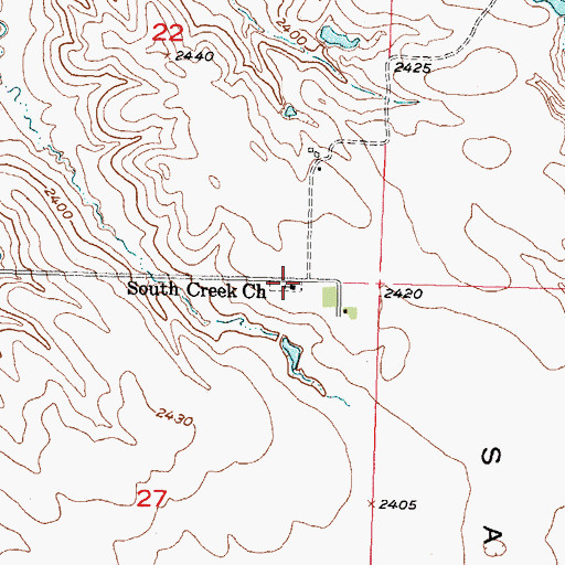 Topographic Map of South Creek Church, SD