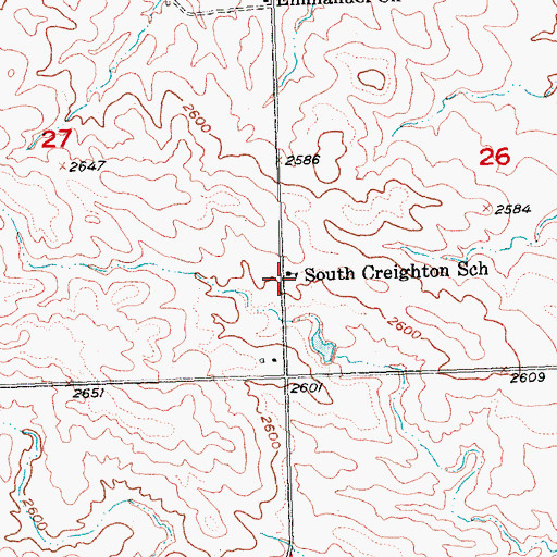 Topographic Map of South Creighton School, SD