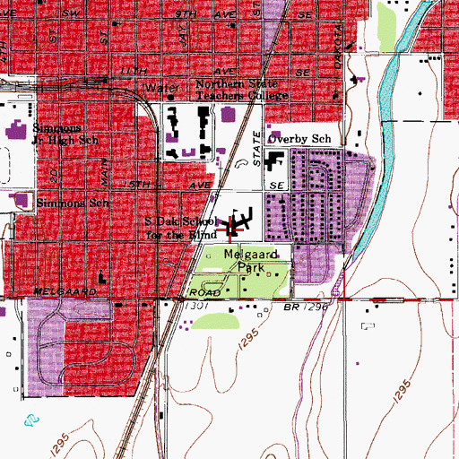Topographic Map of South Dakota School for the Blind and Visually Impaired, SD