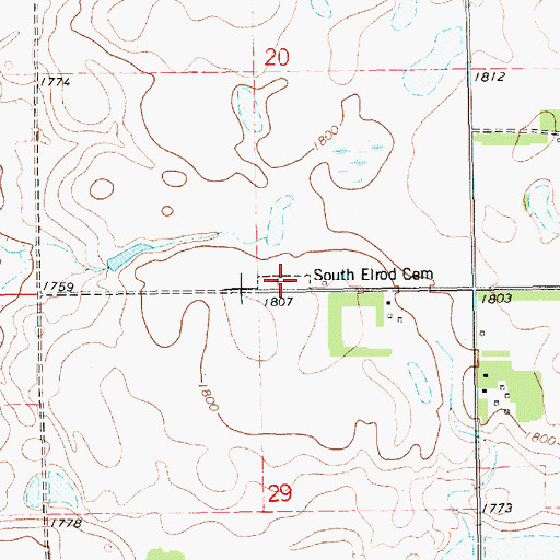 Topographic Map of South Elrod Cemetery, SD
