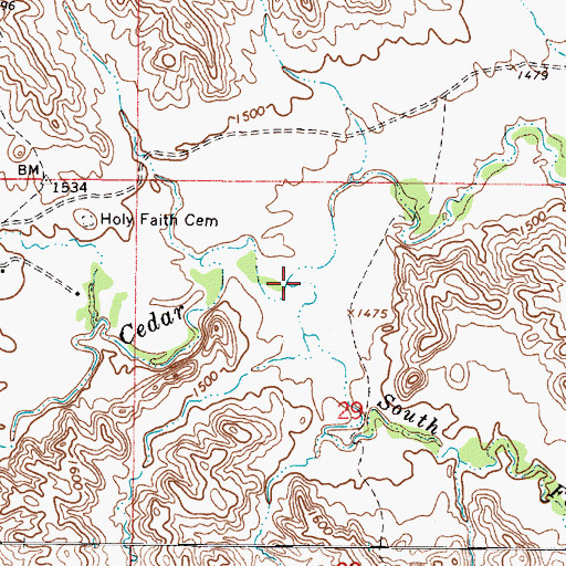 Topographic Map of South Fork Cedar Creek, SD