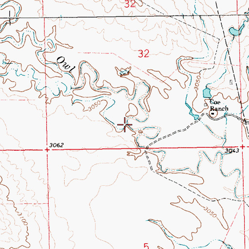 Topographic Map of South Fork Owl Creek, SD
