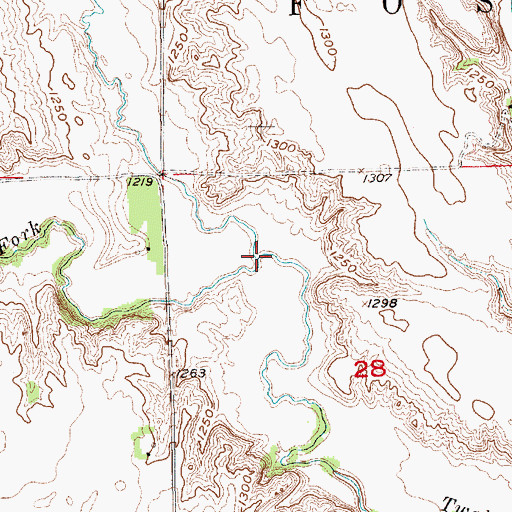 Topographic Map of South Fork Twelvemile Creek, SD