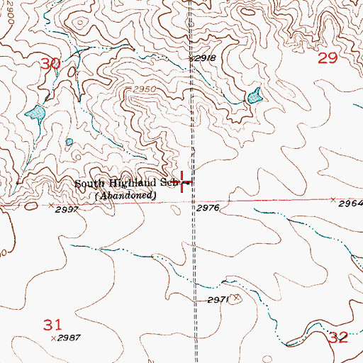 Topographic Map of South Highland School, SD