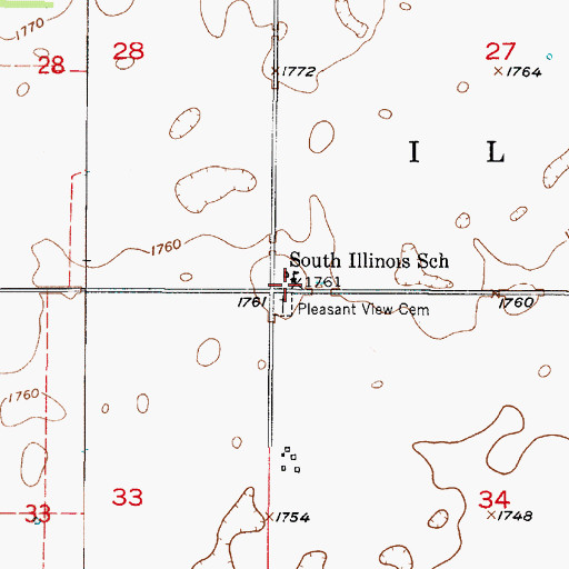 Topographic Map of South Illinois School, SD