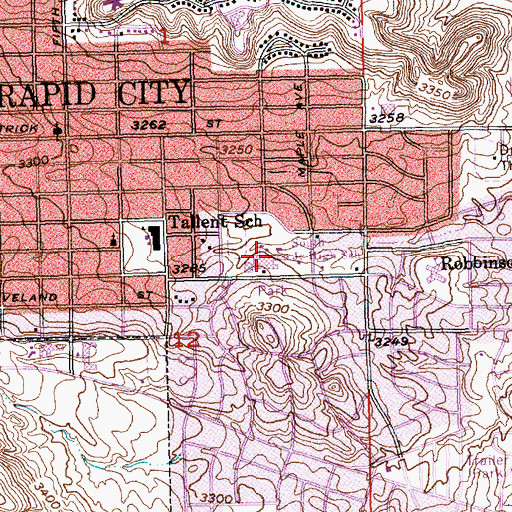 Topographic Map of South Middle School, SD