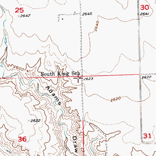 Topographic Map of South King School, SD