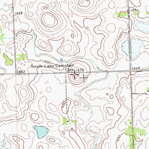 Topographic Map of South Lake Campbell Cemetery, SD