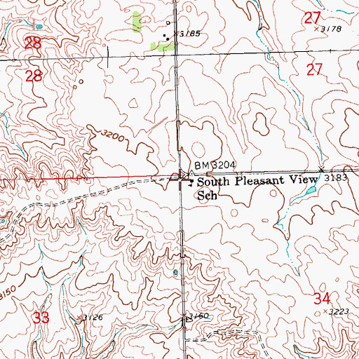 Topographic Map of South Pleasant View School, SD