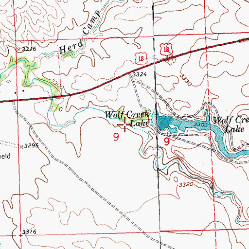 Topographic Map of South Prong Wolf Creek, SD