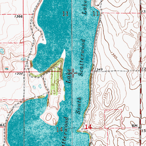 Topographic Map of South Scatterwood Lake, SD