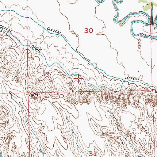 Topographic Map of South Side Ditch, SD