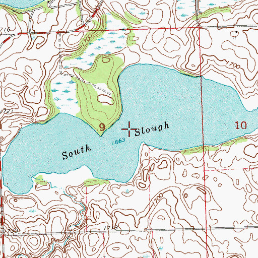Topographic Map of South Slough, SD