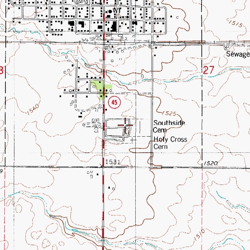 Topographic Map of Ipswich Southside Cemetery, SD