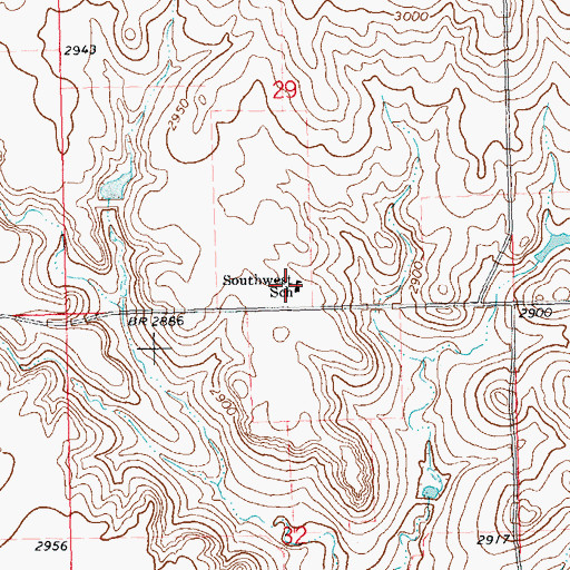 Topographic Map of Southwest School, SD