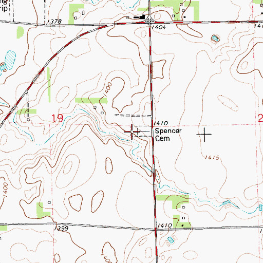 Topographic Map of Spencer Cemetery, SD