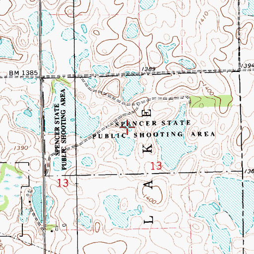 Topographic Map of Spencer State Public Shooting Area, SD