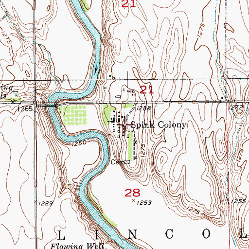 Topographic Map of Spink Colony, SD
