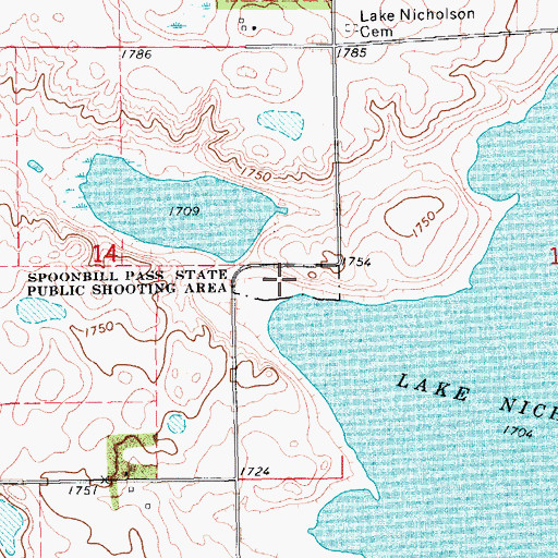 Topographic Map of Spoonbill Pass State Public Shooting Area, SD