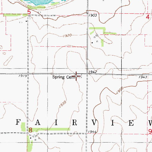 Topographic Map of Spring Cemetery, SD