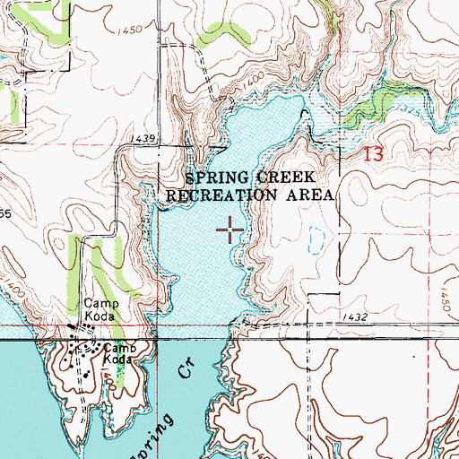 Topographic Map of Spring Creek Recreation Area, SD
