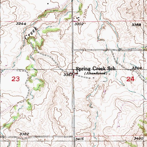 Topographic Map of Spring Creek School, SD