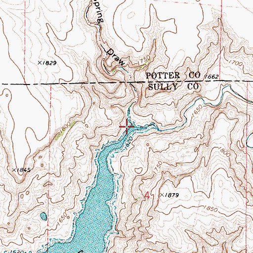 Topographic Map of Spring Draw, SD